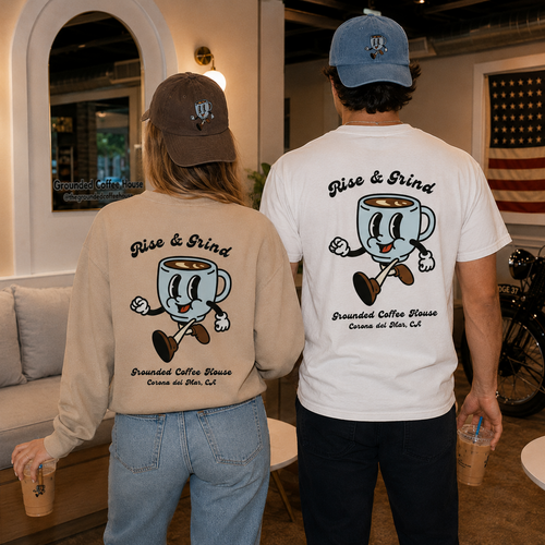 The Grounded Dad Hat in natural beige — lightweight unstructured cap from CDM coffee shop