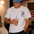 The Grounded Tee — specialty coffee shop graphic tee from Grounded Coffee House, Corona del Mar CA