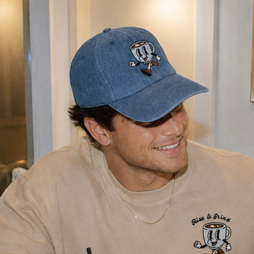 Grounded Coffee House dad hat — classic unstructured cap for coffee lovers, front view