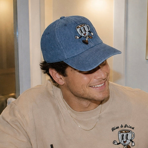 Grounded Coffee House dad hat — classic unstructured cap for coffee lovers, front view