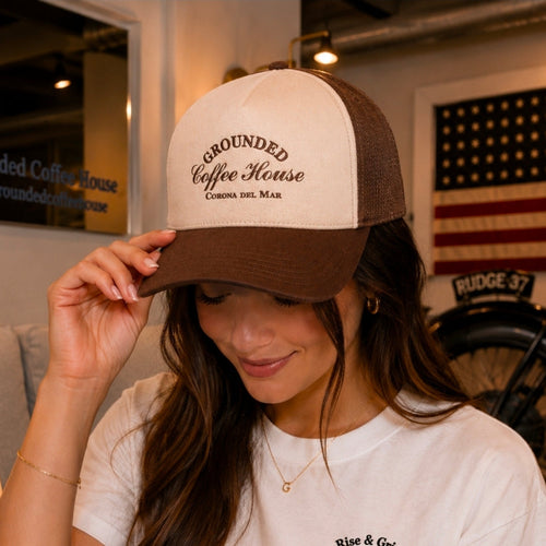 The Grounded Snapback — structured cap from Grounded Coffee House, Corona del Mar coffee shop